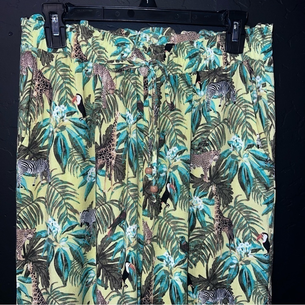 JANE + DELANCEY Women set Green Jungle Print Button Down Shirt XL Animals Zebra - Picture 11 of 17